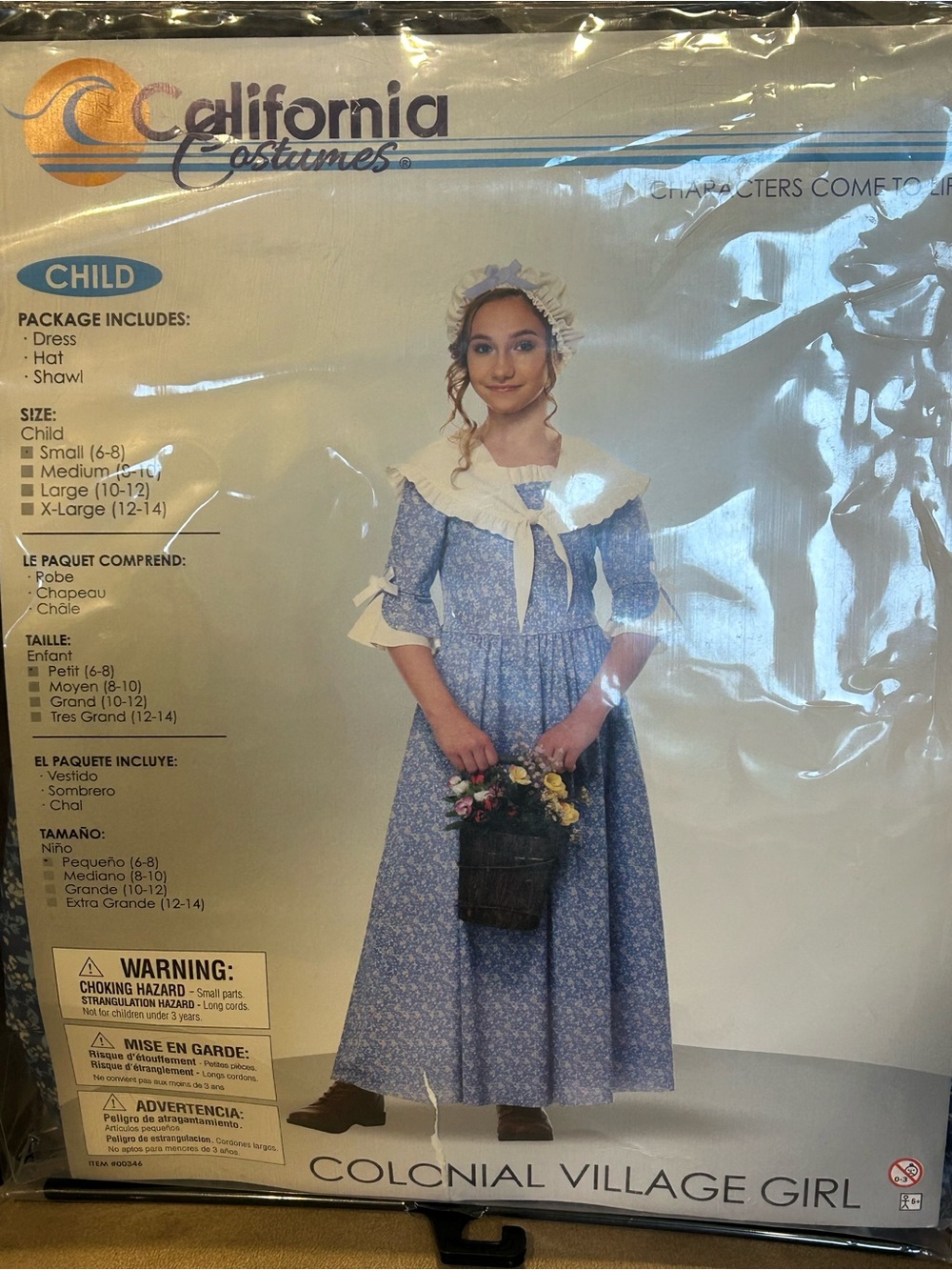 California Costumes Colonial Village Girl Costume - Light Blue & White